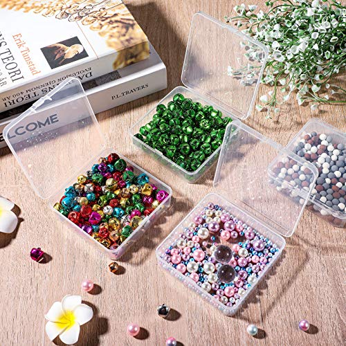 Jetec 6 Pieces Mini Plastic Clear Beads Storage Containers Box for Collecting Small Items, Beads, Jewelry, Business Cards, Game Pieces, Crafts (3.7 x 3.7 x 1.2 Inch) - size: 3.7 x 3.7 x 1.2 Inch