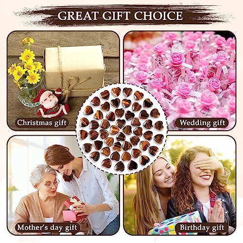 Gerrii 50 Pcs Heart Healing Stone Bulk Quartz Heart Inspirational Stones Gift for Women Love Pocket Polished Natural Energy Balancing Meditation 0.8 Inch(Amber) - color: Tigers Eye