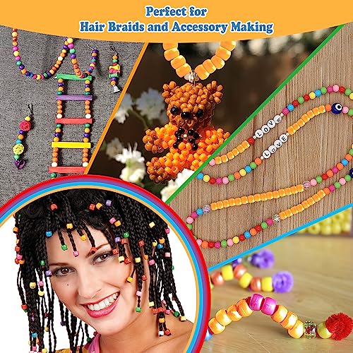 QPIXVB 1100pcs Pony Beads,Beads for Jewelry Making,Friendship Bracelet Bead Kit,Hair Beads Bead for Crafts,Bracelets Making,Necklace Keychain - color: orange beads