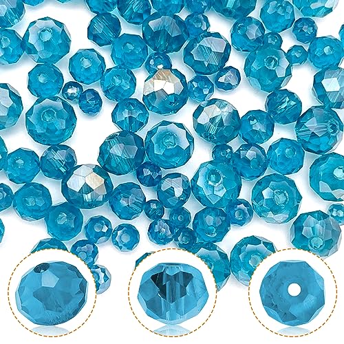 786pcs Crystal Rondelle Faceted Beads 3mm 4mm 6mm 8mm Gemstone Glass Beads Loose Beads for Jewelry Making,Bracelets Necklaces Earrings Wind Chimes Suncatchers(Peacock Blue AB) - color: Peacock Blue, size: 3mm,4mm,6mm,8mm