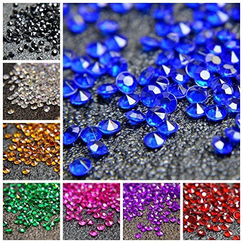 1000pcs Platic Acrylic Gems Fake Acrylic Diamonds Vase Filler Beads Faux Diamond Crystals Jewels for Makeup Brushes Holder Table Scatter Confetti Party Arts Crafts Birthday Wedding Decor - color: Medium Blue, size: 10mm
