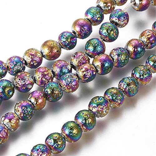 Craftdady 305Pcs Natural Round Lava Stone Beads 6mm Rainbow Colorful Volcanic Rock Gemstone Loose Beads Metallic Energy Healing Chakra Beads for Jewelry Craft Essential Oil Bracelet - color: Colorful, size: 6mm