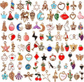 SANNIX 110pcs Assorted Gold Plated Enamel Pendants Necklace Bracelet Charms for Jewelry Making - style: Assorted Charms