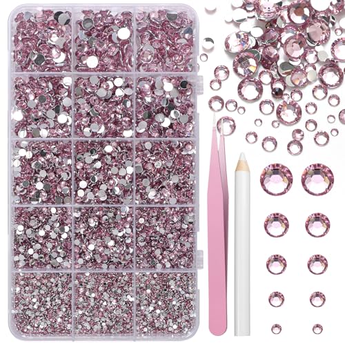 16000 Pcs Resin Rhinestones for Crafting, Flatback Pink Gems Jelly Rhinestones, Mixed Sizes Pink Bedazzling Crystal with Pickup Tool for DIY Crafts Clothing Tumblers Mugs Shoes Fabric Nail Art - color: Set-10