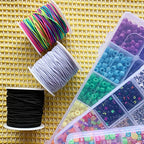 0.8mm Elastic Bracelet String, QBJAYTY Strong Elastic Cord for Bracelets, Stretchy Stretch String for Clay Pony Letter Beads, Friendship Bracelet String Elastic Black White-4 Rolls - size: 0.8mm, style: black*2 white*2