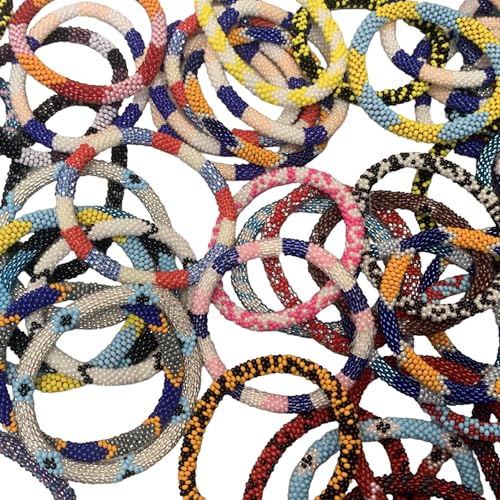 12 Random Mix Handmade Crochet Nepal Seed Bead Bracelets (ONE DOZEN)