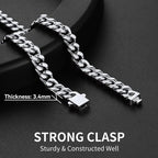 ChainsHouse Stainless Steel Mens Cuban Link Chain, Black/ 18K Gold Plated Miami Cuban Chain Necklace, 5mm/7mm/9mm/12mm/14mm Width, No Tarnish& Durable Hip Hop Mens Jewelry, 18"-30", Send Gift Box - color: a. 7mm width-steel, size: 26 inches