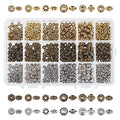 PH PandaHall 900pcs Metal Spacer Beads, 6 Style Tibetan Gear Bicone Flower Beads Alloy Jewelry Loose Beads for Bracelet Necklace Earring Jewelry Making(Antique Silver, Antique Bronze and Golden)