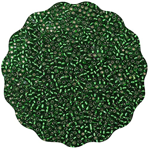 2100 Pcs Size 6/0 Glass Seed Beads, 4 mm Emerald Green Small Mini Spacer Loose Pony Beads for Jewelry Making and DIY Crafts - color: Emerald Green, size: Large