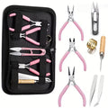 Jewelry Making Tool Set, 8-Piece with 3-Color Handles, Round Nose and Non-Serrated Pliers, Case for Beading and Wire Wrapping, Pink - color: Pink
