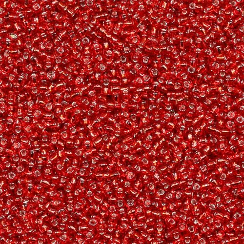2mm Red Seed Beads for Jewelry Making 200 Grams About 18880pcs,12/0 Glass Craft for Making Earrings, Bracelets, Pendants, Waist Jewelry, DIY Handmade Seed Beads（Red Silver Lined） - color: Red Silver Lined, size: 2mm