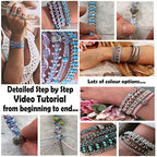 Sabrikas Let Your Creative Spirit Run Free Metallic Leather Boho Macrame Wrap Crystal Glass DIY Bracelet Jewellery Making Kit with Video Tutorial Hobby for Teens to Adults