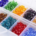 Bicone Crystal Beads Bulk Beaded Wholesale 4MM Beads Mix Lot of 1400pcs Faceted Crystal Glass Beads for Jewelry Making - color: 14 Colorfull Bicone Beads