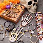 LUYI 32 Pcs Preppy Jewelry Bracelets for Women Clay Bead Colorful Surfer Heishi Bracelet Set Stackable Beaded Friendship Stretch Bracelets Boho Y2K Summer Beach Elastic Layering Bracelets - style: 48PCS-Hallowee
