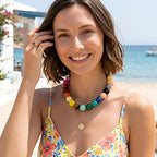 Colorful Beaded Necklace for Women, Stainless Steel Adjustable Chunky Acrylic Ball Necklace, Non Tarnish Vibrant Statement Jewelry, Summer Gift for Her