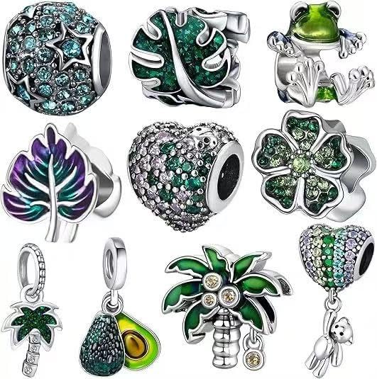 10 Pack Silver Charms,CZ Pendant Charms for Bracelets and Necklaces, DIY Jewelry Accessories,Jewelry Charm Set for Women Wife Gift.Birthday Gift - style: set10