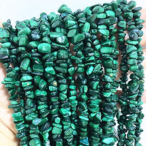 PLTbeads 5-8mm Natral Healing Gemstone Waist Bracelets Necklace Kit Irregular Stone DIY Crafts Design Jewelry Making 1 Strand per Bag Approxi 34 inch (Malachite Chips) - color: Malachite Chips
