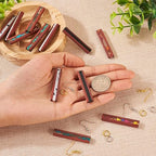 FASHEWELRY 12Pcs Wood Resin Earrings Charms Rectangle Wooden Earring Blanks Earring Findings for Earrings Jewelry Making with Earring Hooks & Jump Rings - color: Rectangle-Mixed Color