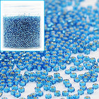 Bala&Fillic 12/0 Glass Seed Beads Clear Dark Turquoise Blue Color Silver Lined Seed Beads About 10000pcs/110g in Box (Dark Turquoise Blue) - color: Dark Turquoise Blue, size: 2mm