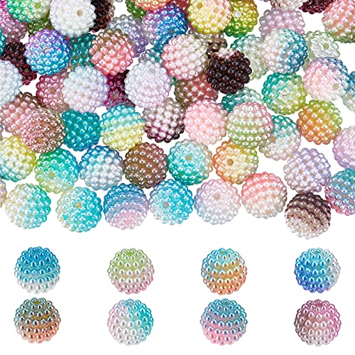 SUNNYCLUE 160Pcs Bubblegum Beads 12mm Berry Beads Acrylic Crystal Imitation Pearl Beaded Gradient Rondelle Spacer Large Loose Bead for Jewelry Making Beading Kit Bracelets Dream Rainbow Color - color: 160pcs 12mm Berry Beads