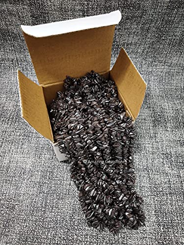Hematite Pre Drilled Crystal Crushed Chips Beads for Bracelets Making, DIY Handmade Natural Healing Crystals (25 Inch Strand) - color: Hematite