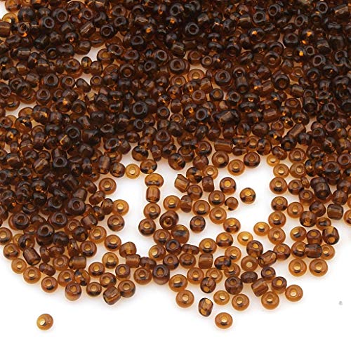 Perlin Glass Seed Beads 2mm 11/0 Round Mini Small Pony Beads 6500pcs for Making Earrings Bracelets Pendants Waist Jewelry DIY Handmade Transparent Color Kit (Dark Brown) - color: Dark Brown
