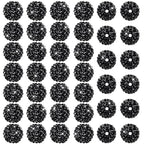 40 Pcs 20 mm Rhinestone Beads Bulk Crystal Round Disco Ball Chunky Bubblegum Beads for Pens Bracelets Charms Craft European Style Jewelry Making Supplies Christmas(Black) - color: Black