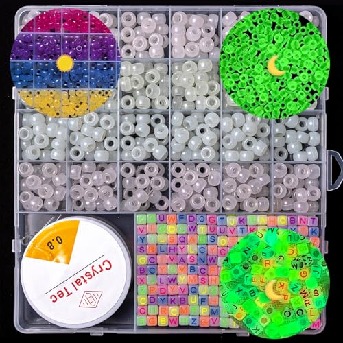 2500 PCS Pony Beads Jewelry Making Kit – 96 Colors, UV Color Changing & Glow Alphabet Beads, Heart Bow Crystal String, Tools, Gift Box for DIY Bracelets, Necklaces - color: Style A