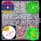 2500 PCS Pony Beads Jewelry Making Kit – 96 Colors, UV Color Changing & Glow Alphabet Beads, Heart Bow Crystal String, Tools, Gift Box for DIY Bracelets, Necklaces - color: Style A