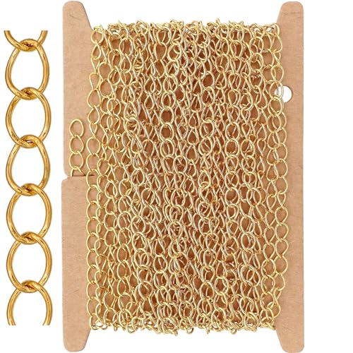 THREENEST 16.4-Feet Width 4mm Stainless Steel Gold Extander Chains, 18K Gold PVD Welded Permanent Cable Craft Tail Curb Chain for Necklace Bracelet Earring Jewelry Making - color: 18K Gold, size: Extender Chains(Width 4mm)