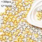 300pcs Cross Beads Gold&Silver Crosses Spacer Bead Bulk for DIY Crafting Necklace Bracelet Jewelry Making Keychain (Golden&Silver) - color: golden&silver