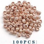 100pcs Rose Golden Rondelle Spacer Beads Alloy Large Hole Beads Tube Column Loose Spacer Beads Craft Supplies for DIY European Bracelet Necklace Jewelry Making - color: Rose Golden