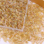 4000 Pcs Champagne Gold Glass Bugle Beads, 2 x 7 mm Embroidery Beads, Small Long Tube Seed Beads for Embroidery Craft Jewelry Making - color: Champagne Gold