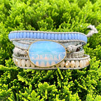 YGLINE Women Boho Handmade Natural Stone Crystal Leather Bead Wrap Bracelets Collection - color: Opal-5w