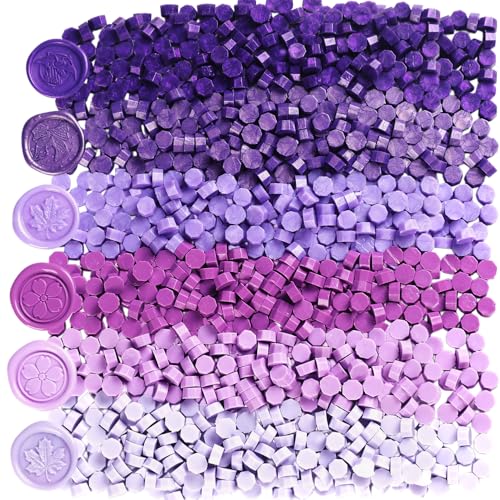 600pcs Purple Wax Seal Beads,6 Assorted Color Sealing Wax Beads Ideal for Wax Seal Stamp Wedding Letter Envelope Decor Wine Bottle Wax Sealing (Purple Series) - color: Purple