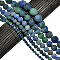 AD Beads Beautiful Natural Matte Gemstone Round Spacer Loose Beads 4-12mm (6mm, 04 Matte Lapis Chrysocolla) - color: 04 Matte Lapis Chrysocolla, size: 6mm