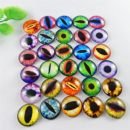 Julie Wang 18mm 40pcs Mixed Dragon Eyes Flatback Glass Cabochon Dome for Artworks Making Jewelry Settings Craft DIY Findings - size: 18MM-40PCS