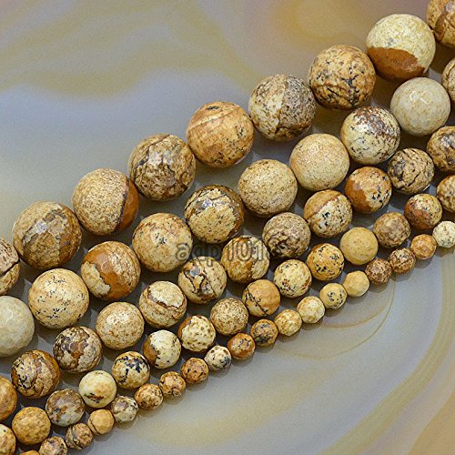 AD Beads Natural Gemstones Faceted Round Spacer Loose Beads 15.5'' 4mm to 10mm (6mm, Faceted Picture Jasper) - color: Faceted Picture Jasper, size: 6mm