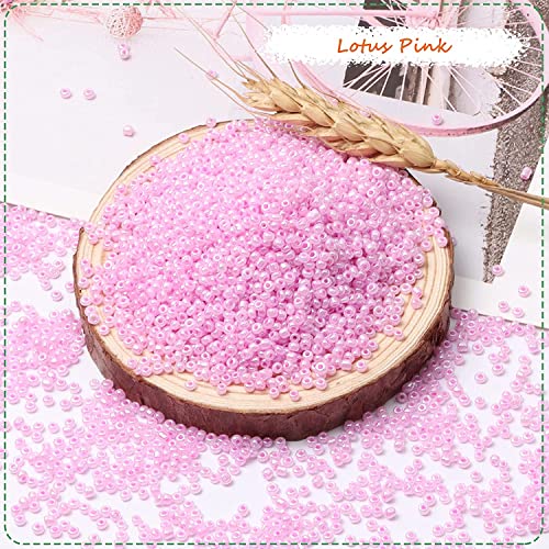 5100 Pcs Size 8/0 Glass Seed Beads, 3 mm Light Pink Small Mini Spacer Loose Pony Beads for Jewelry Making and DIY Crafts - color: Light Pink, size: Medium