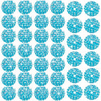 40 Pcs 20 mm Rhinestone Beads Bulk Crystal Round Disco Ball Chunky Bubblegum Beads for Pens Bracelets Charms Craft European Style Jewelry Making Supplies Christmas(Blue) - color: Blue