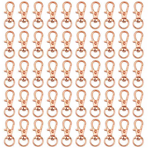 50 pcs Swivel Clasps Lanyard Snap Hook,cnomg Metal Swivel Lanyard Snap Hook Lobster Claw Clasp (Rose Gold) - color: Rose Gold, size: 1.2 inches