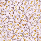 300Pcs Letter Beads S 4X7mm Gold Alphabet Beads Acrylic Round Shape Loose Beads for Name Bracelets Necklaces Key Chains DIY Jewelry Making (S) - color: Gold, size: S