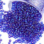 2100 Pcs Size 6/0 Glass Seed Beads, 4 mm Sapphire Small Mini Spacer Loose Pony Beads for Jewelry Making and DIY Crafts - color: Sapphire, size: Large