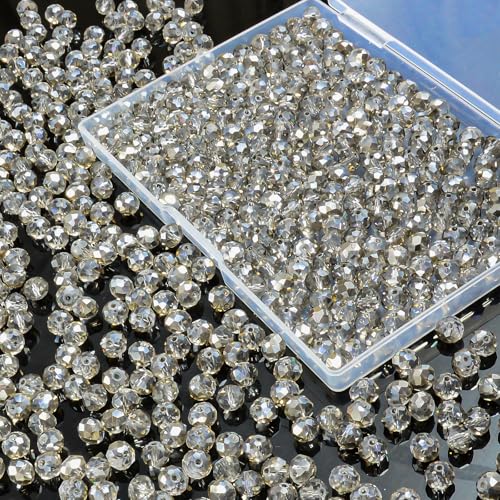 460Pcs 8mm Crystal Glass Beads for Jewelry Making Beads for Bracelets Necklace Pendants Making Supplies(Gray) - color: Gray, size: 8mm 460pcs