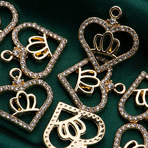 Pack of 20 Rhinestone Charms Gold Plated Pendants Pave Crystal Accessories for Necklace Bracelet Jewelry Making DIY Crafting - color: (Crown)VID60401