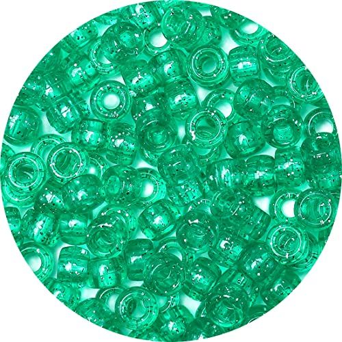 Iooleem Pony Beads(1000pcs Green Glitter Pony Beads), Beads for Jewelry Making, Crafts, Beading Supplies, Arts & Crafts Materials for Jewelry Making. - color: Green Glitter, size: Medium Pack