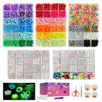 ARIANACO Pony Beads for Bracelet Making Kit with Letter Beads for Friendship Bracelets String Sets,5 Boxes Rave Kandi Beads Bulk for Keychain Crafts and Jewelry Making Supplies