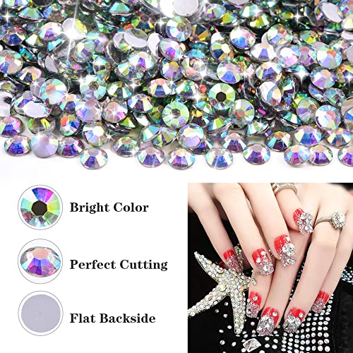 Blinginbox 50000pcs Flatback Rhinestones,Resin Non Hotfix Rhinestones Large Quantity Wholesale for Crafts DIY Creative Design,Clothes,Makeup,Nail Art (3mm=0.12",Crystal AB) - color: Crystal AB, size: 3mm=0.12"