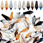 AHANDMAKER 60 Pcs Glass Icicle Prism Pendants, 10 Colors Electroplated Crystal Chandelier Glass Beads 20mm Top Drilled Drop Spacer Beads for DIY Craft Jewelry Necklace Bracelet Earring Making - color: 10 Colors Icicle Prism