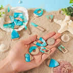FASHEWELRY 20Pcs Ocean Resin Wood Earring Charms Transparent Wooden Earring Blanks Blue Geometry Boho Charms Summer Wooden Earring Pieces for DIY Jewelry Making - color: Ocean Theme